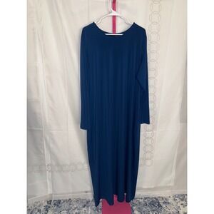 Universal Standard Geneva Maxi Dress Navy Blue Long Sleeve Crew Neck Size M
